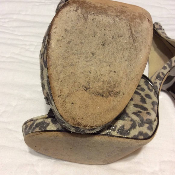 Jimmy Choo Grey Leopard Print Platform Heels - Picture 13 of 15